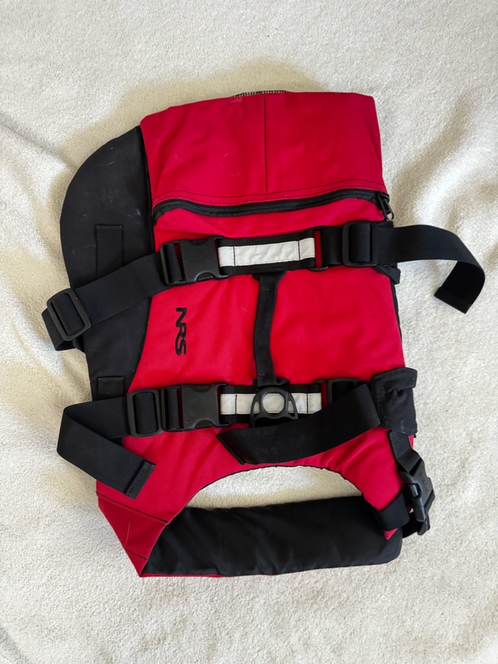 🐕 NRS Red and Black Dog PFD Life Jacket - Adjustable Straps - Size LARGE